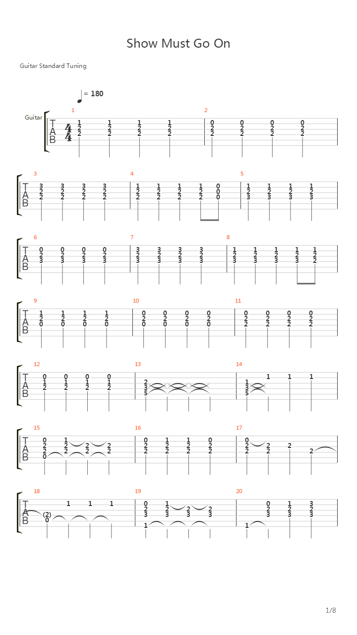 Show Must Go On吉他谱