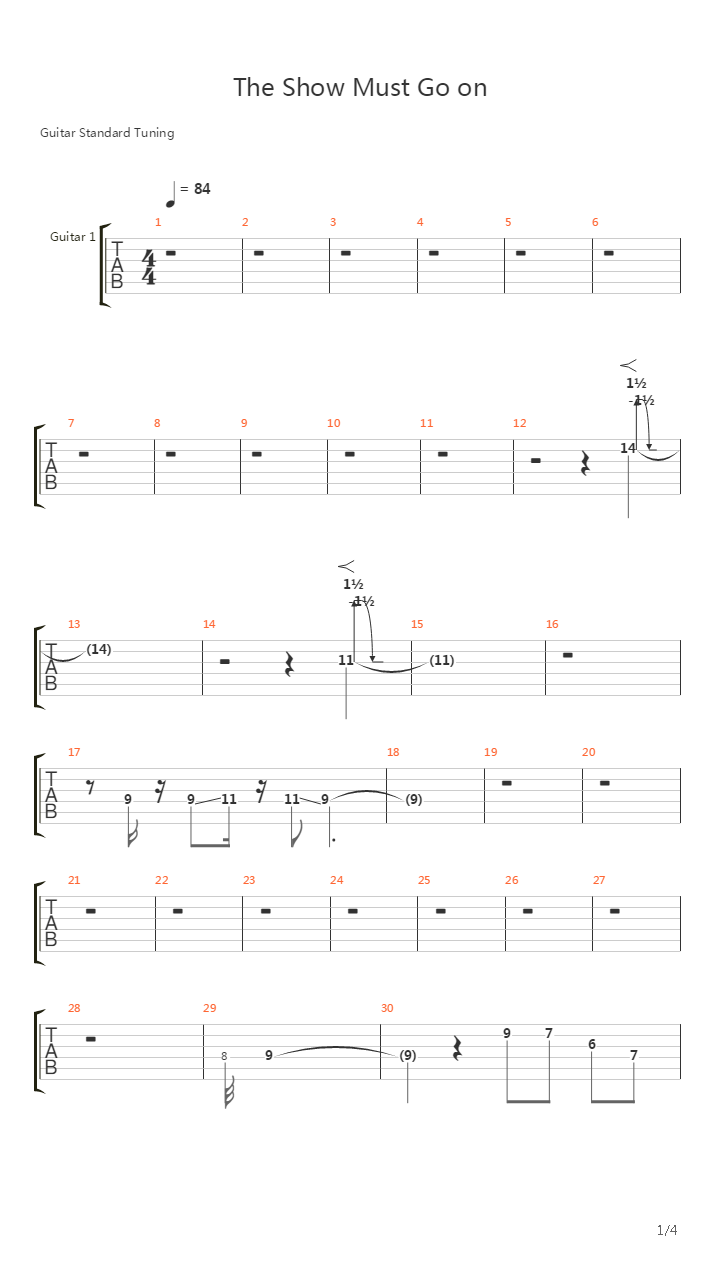 Show Must Go On吉他谱