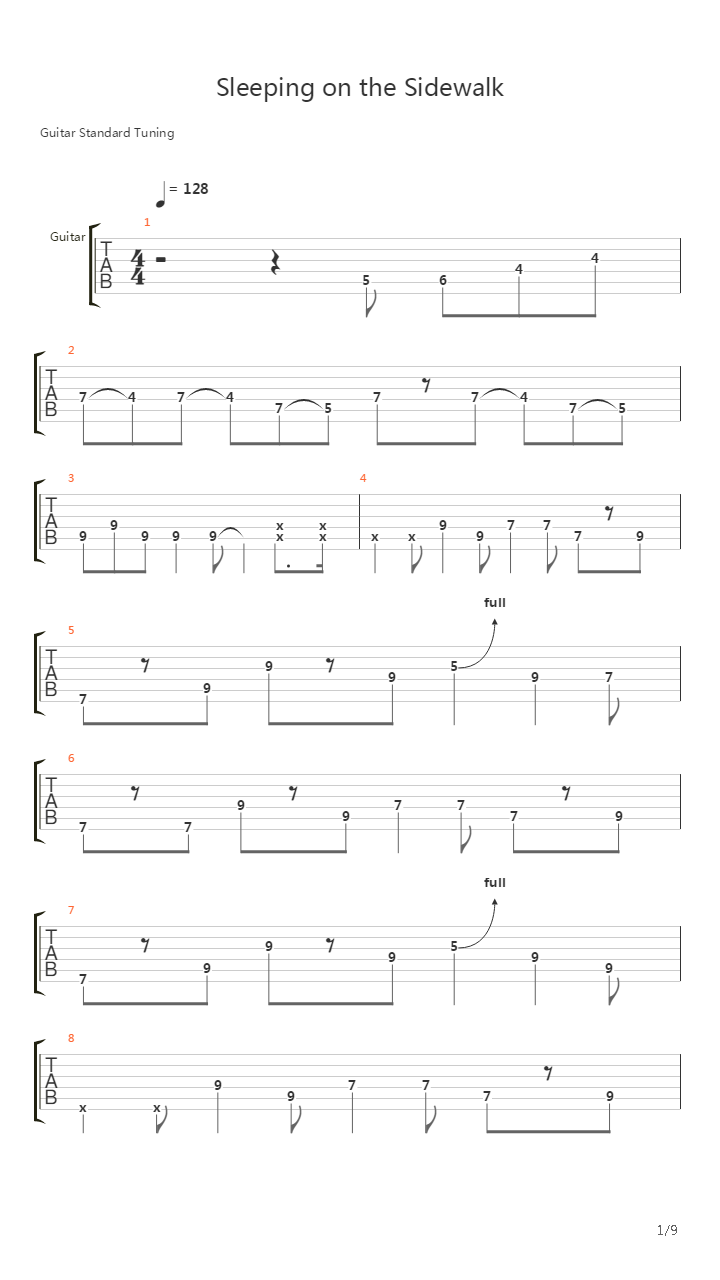 Sleeping On The Sidewalk吉他谱
