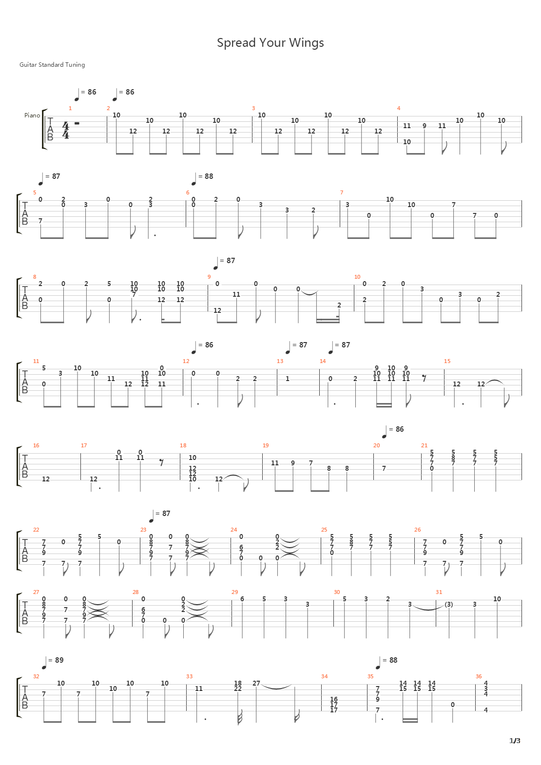 Spread Your Wings吉他谱