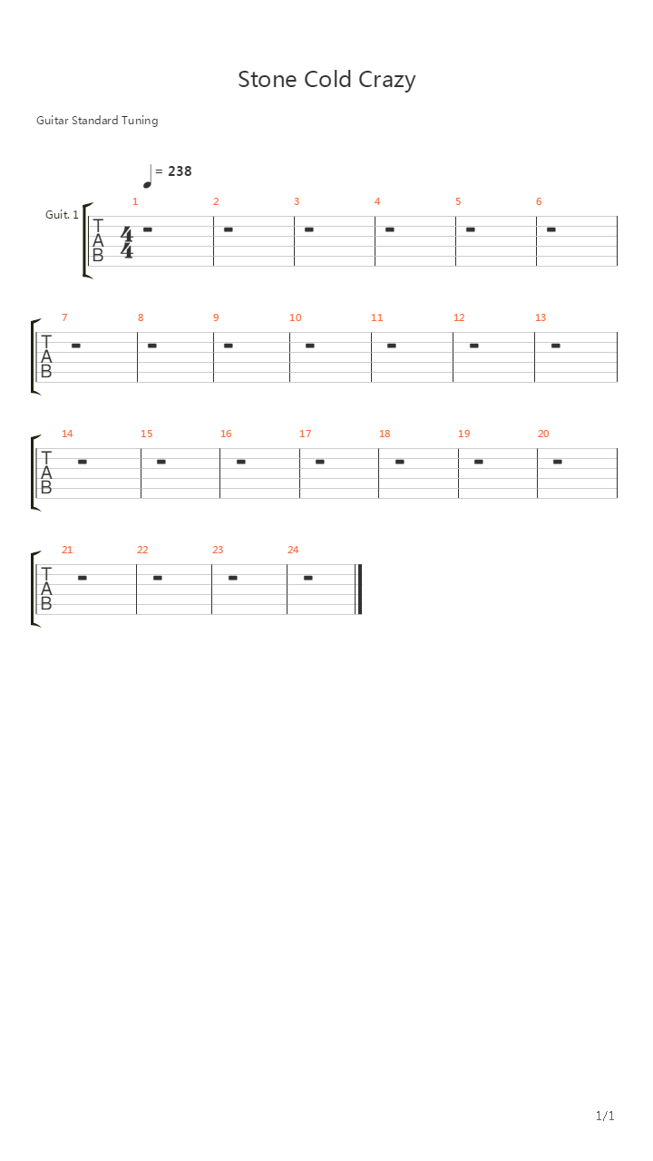 Stone Cold Crazy吉他谱
