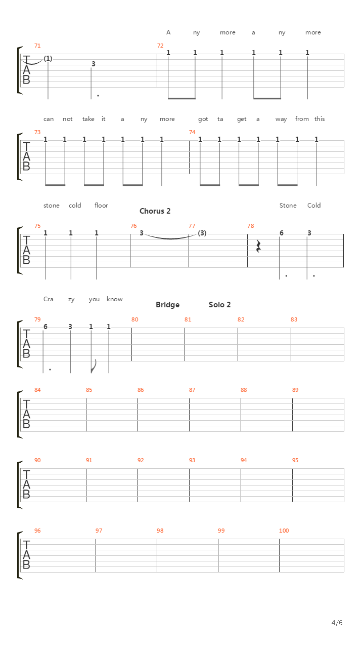 Stone Cold Crazy吉他谱