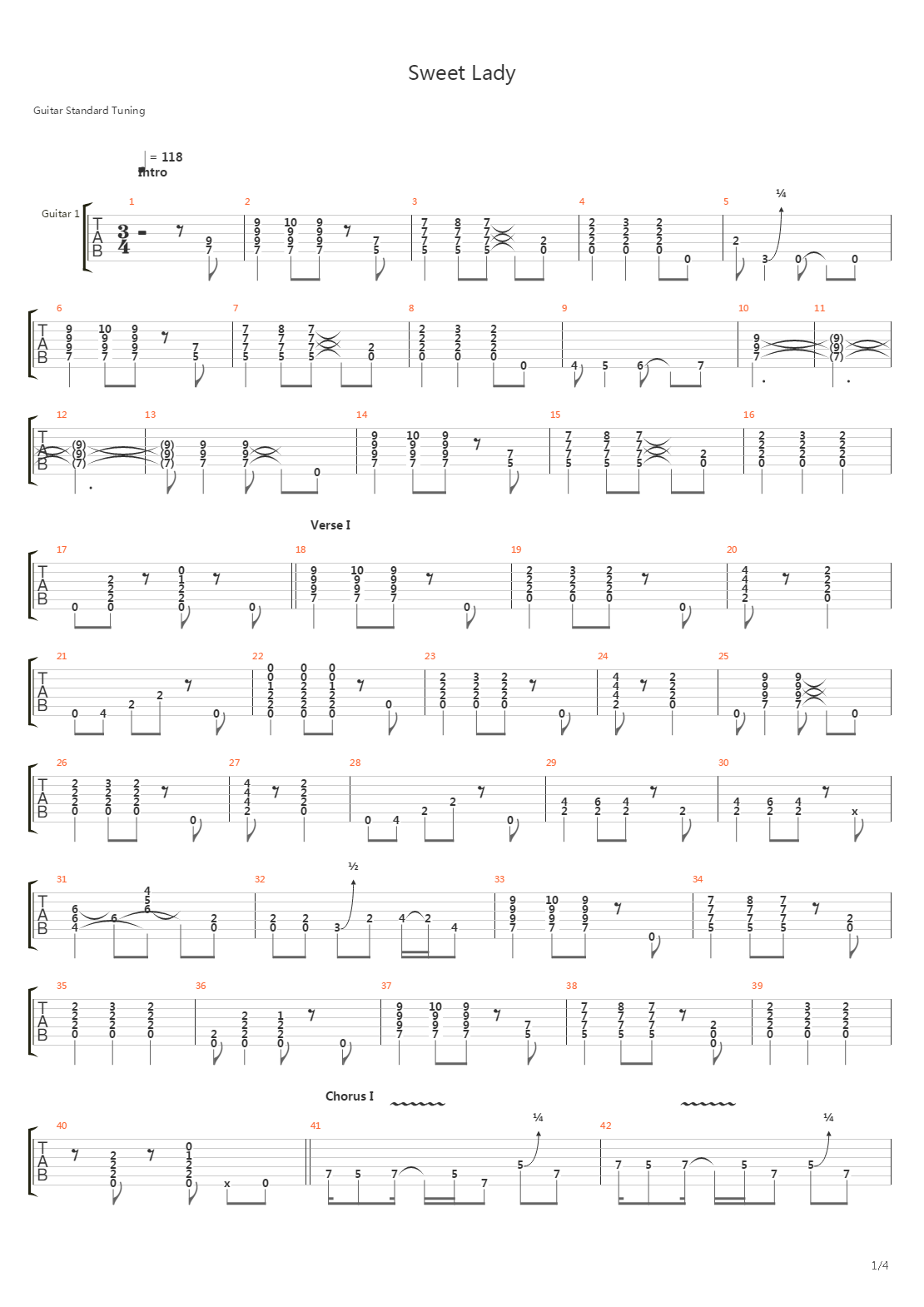 Sweet Lady吉他谱