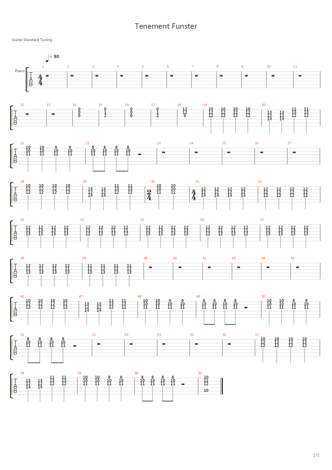 Tenement Funster吉他谱