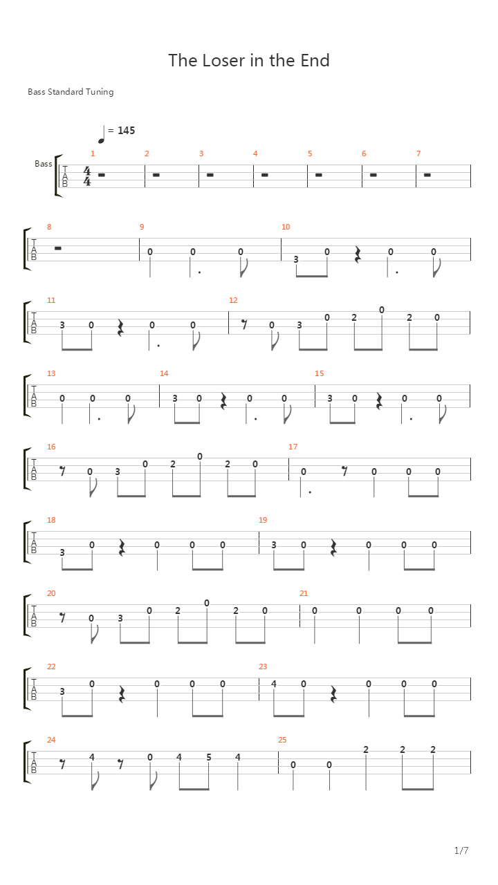 The Loser In The End吉他谱