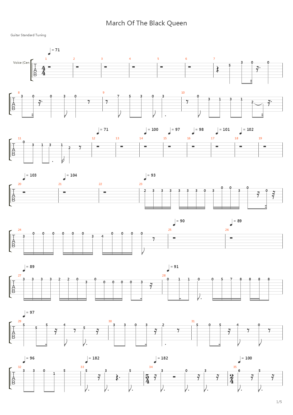 The March Of The Black Queen吉他谱