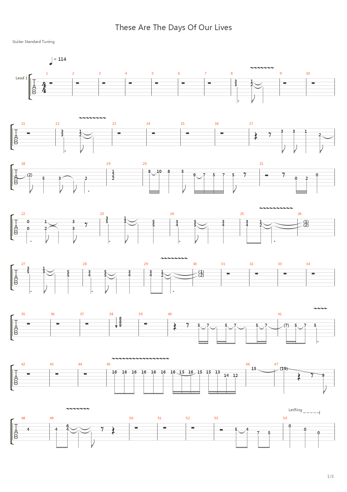 These Are The Days Of Our Lives吉他谱