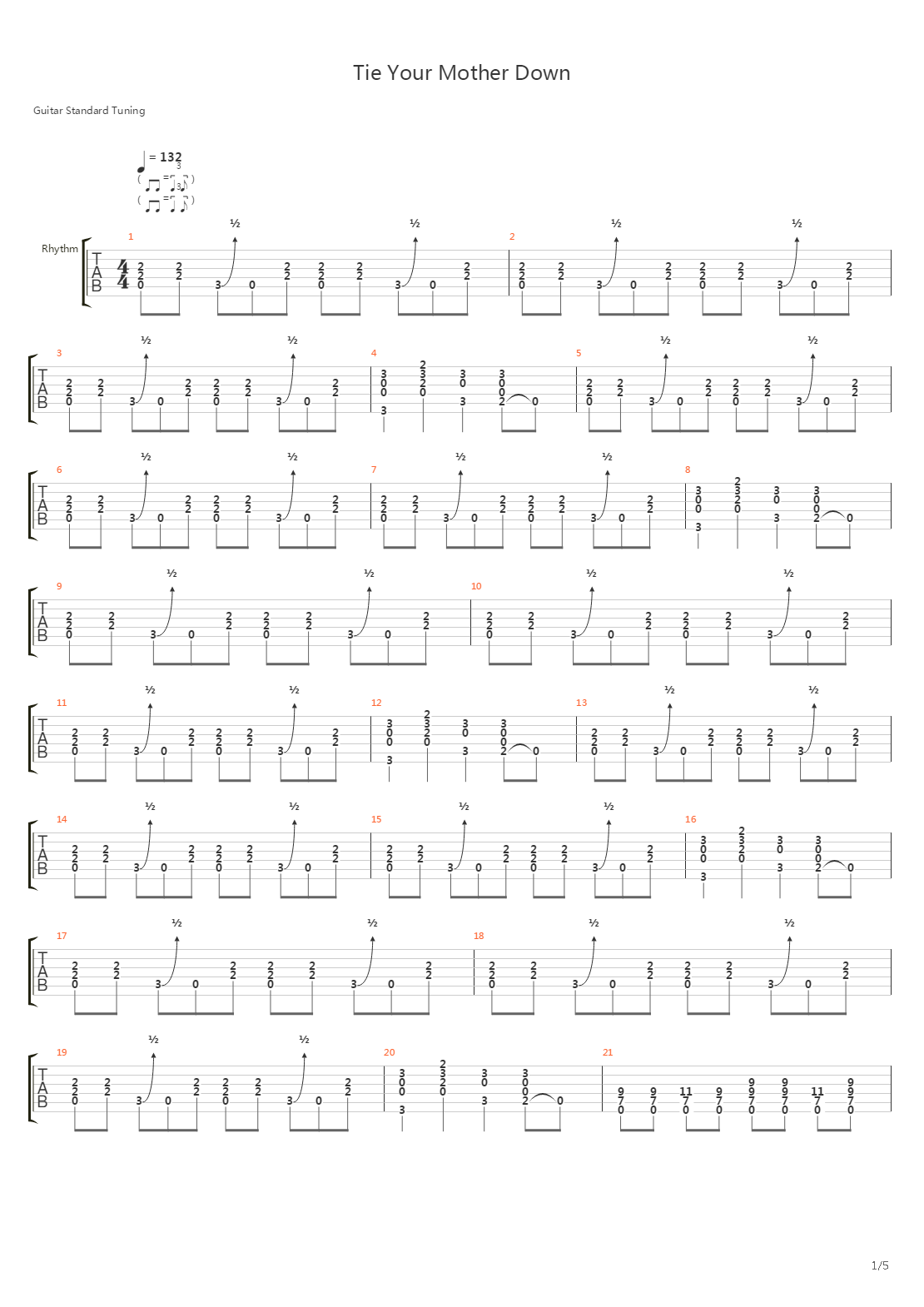 Tie Your Mother Down吉他谱