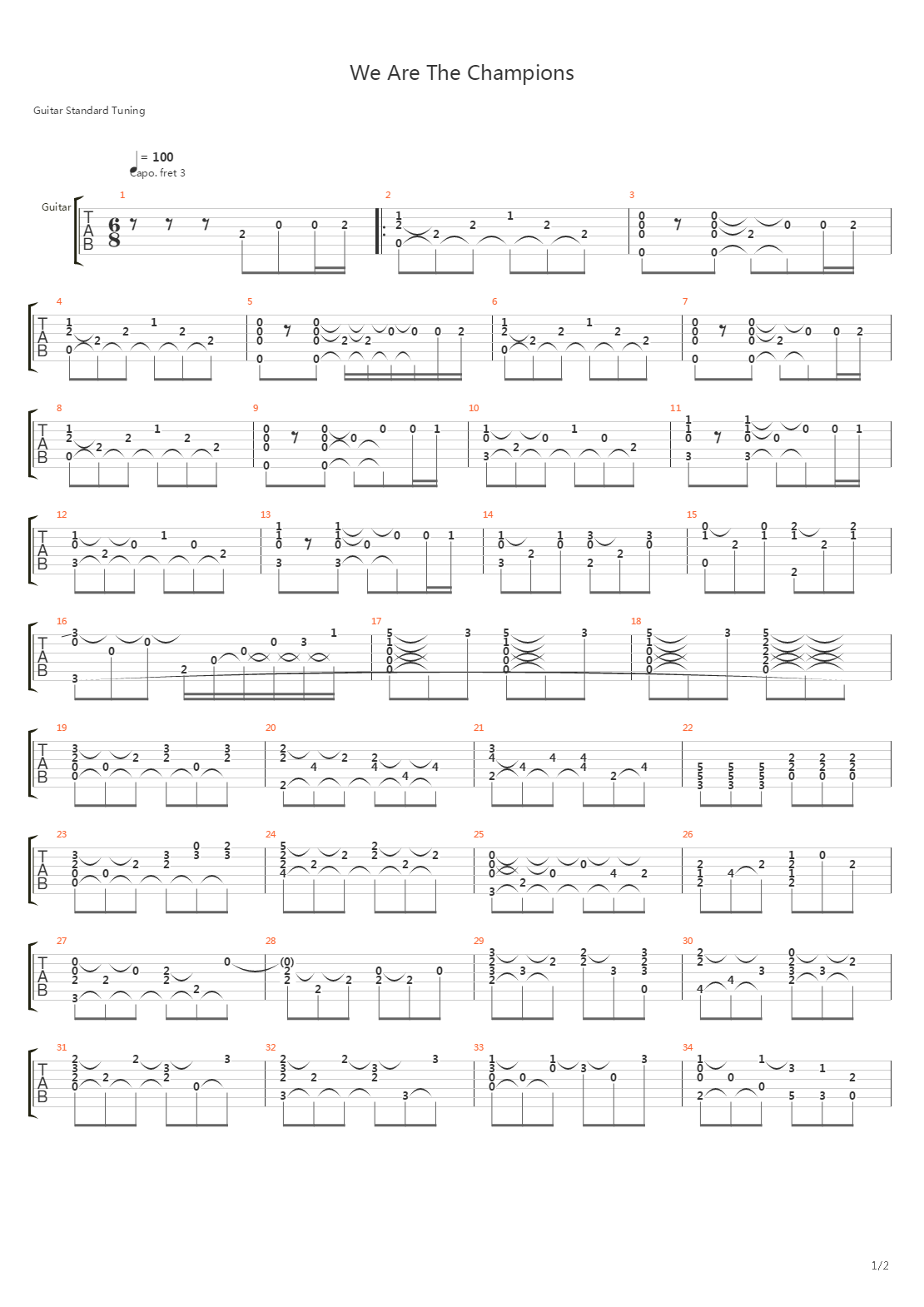 We Are The Champions吉他谱