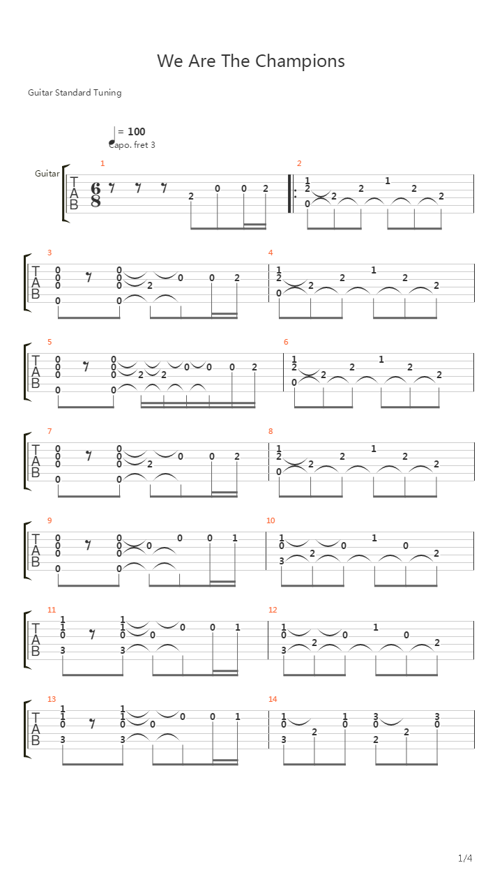 We Are The Champions吉他谱