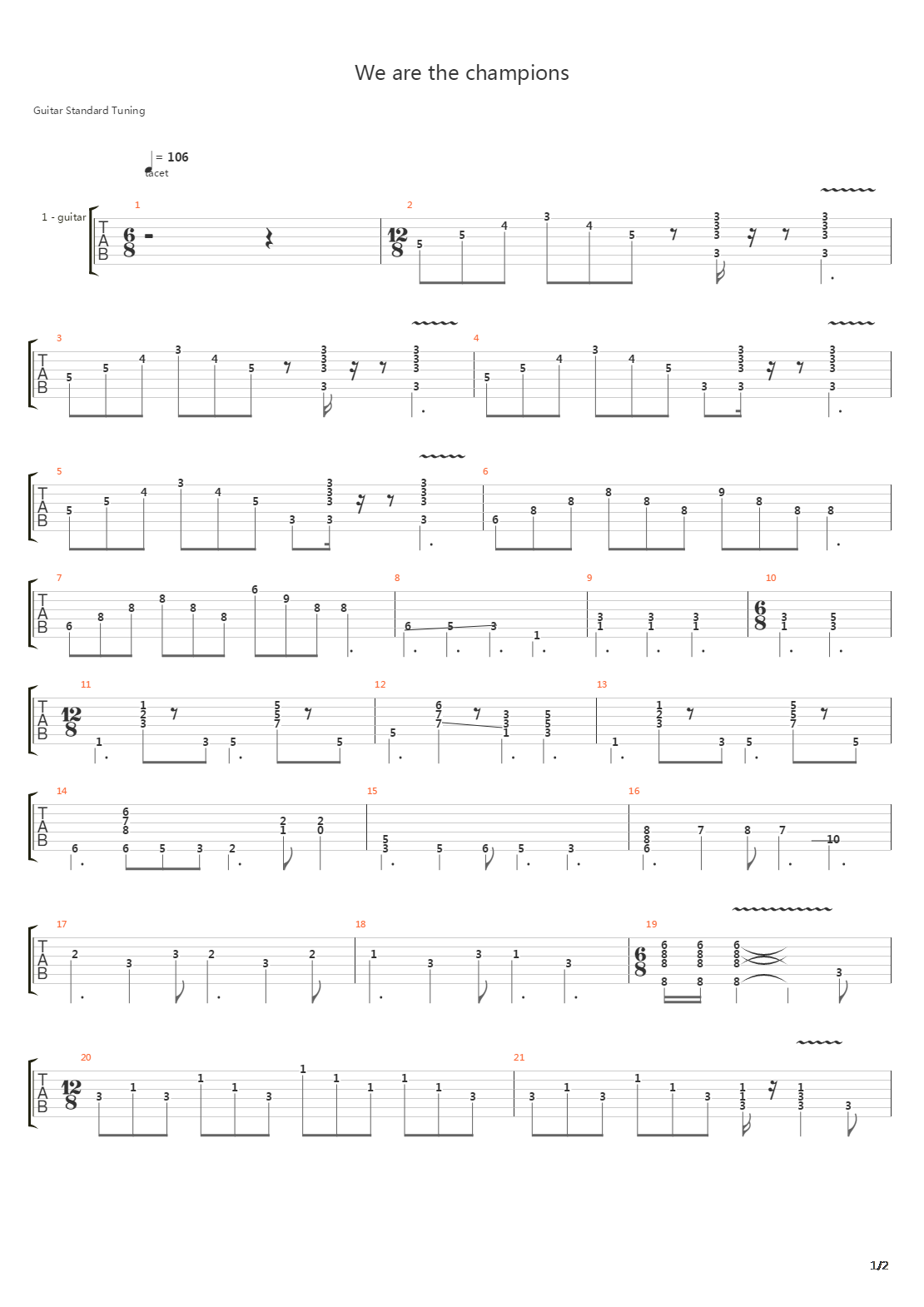 We Are The Champions吉他谱