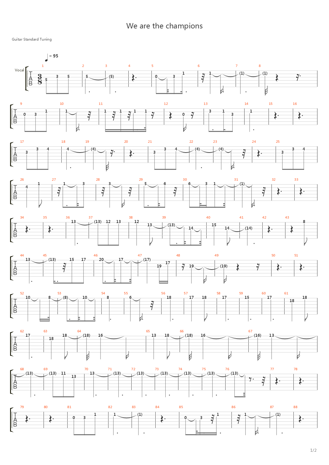 We Are The Champions吉他谱