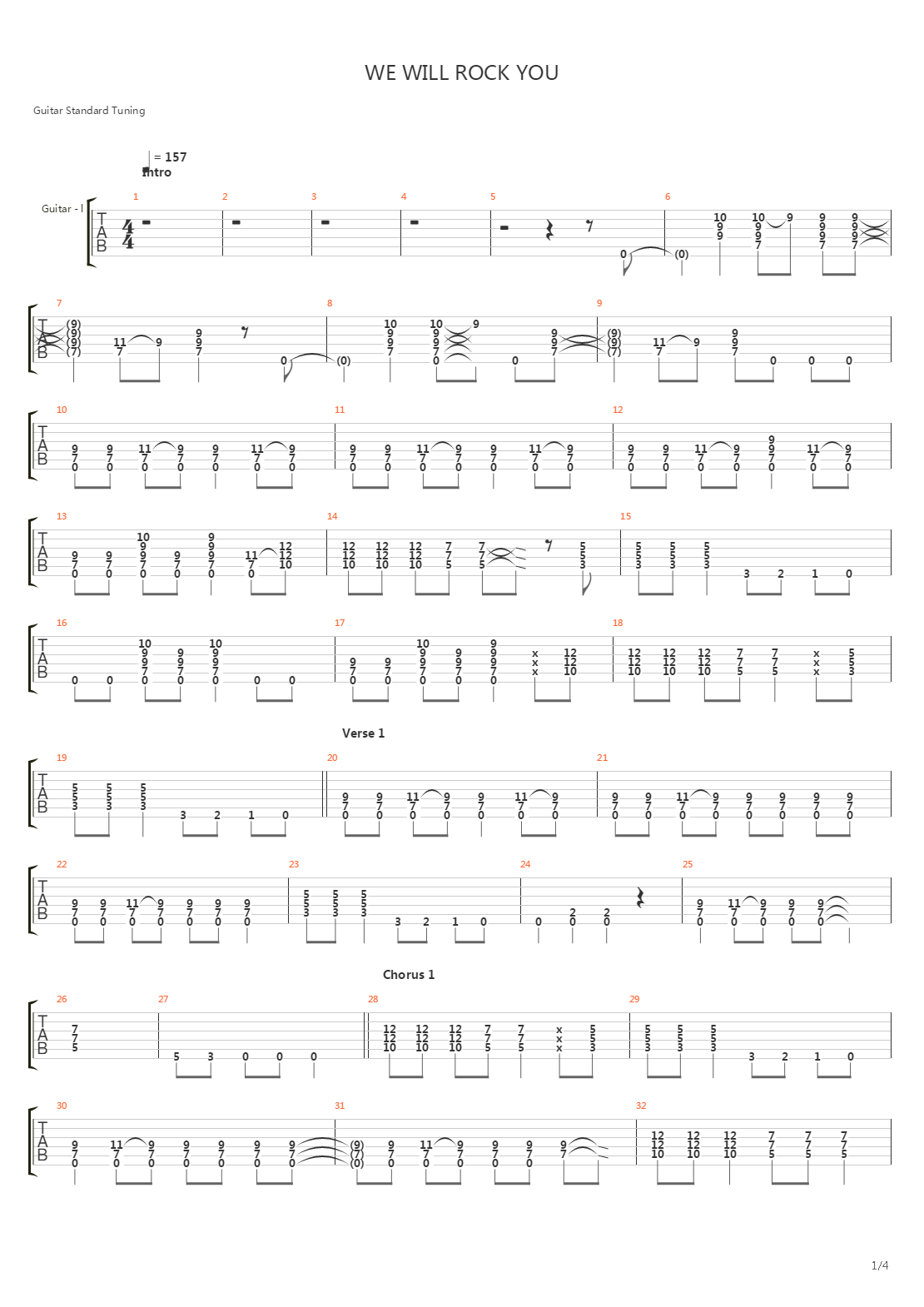 We Will Rock You吉他谱