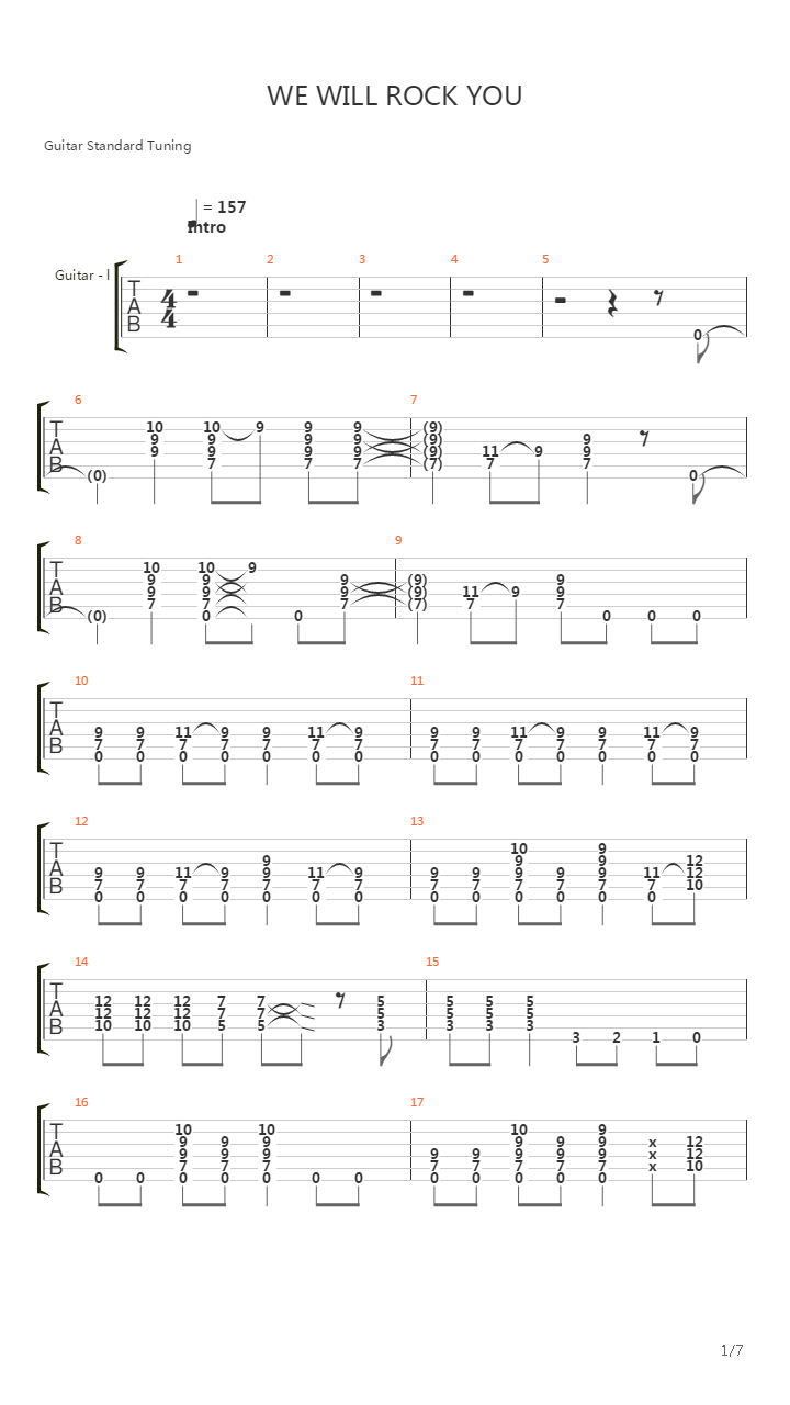 We Will Rock You吉他谱