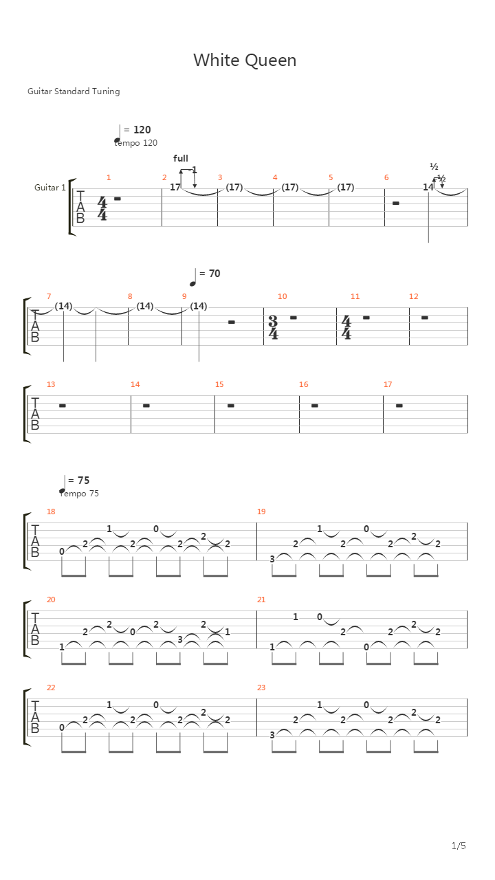 White Queen As It Began吉他谱