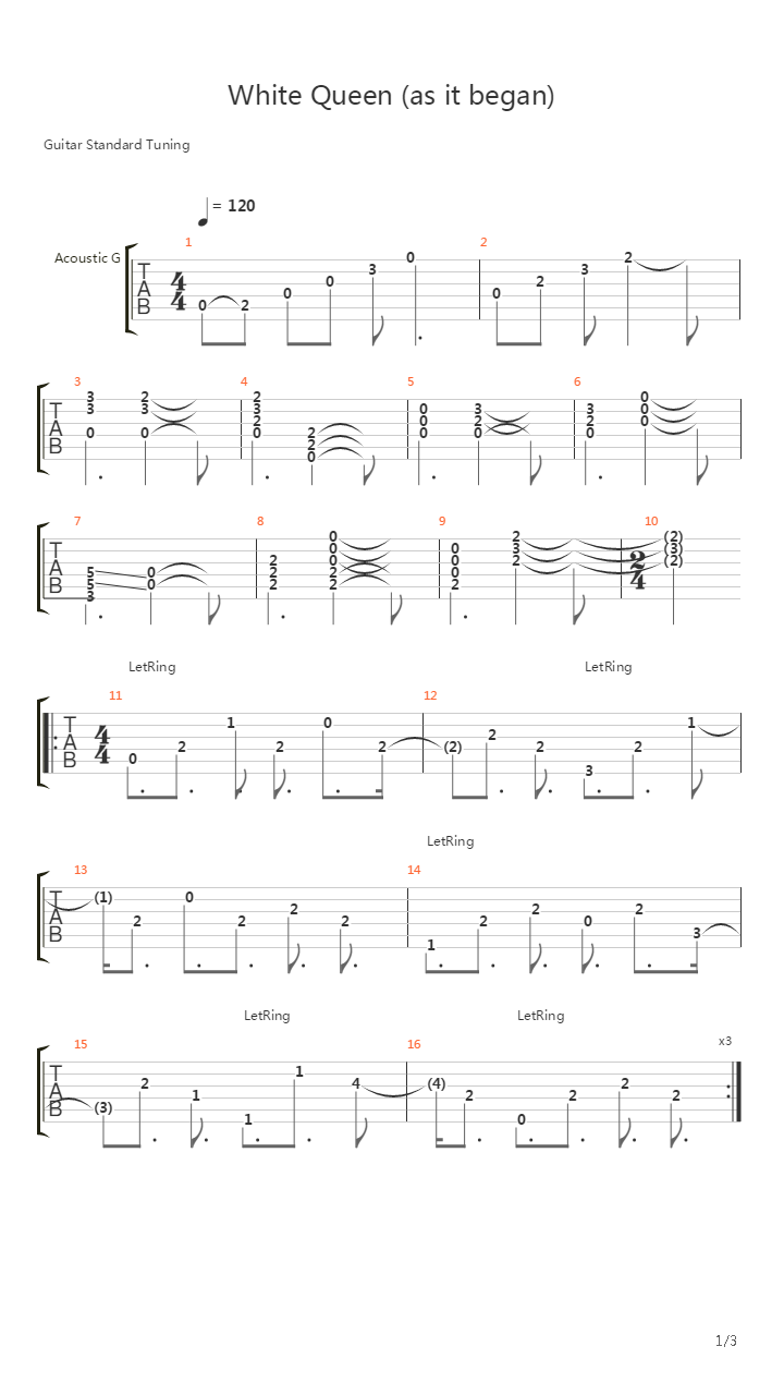 White Queen As It Began吉他谱