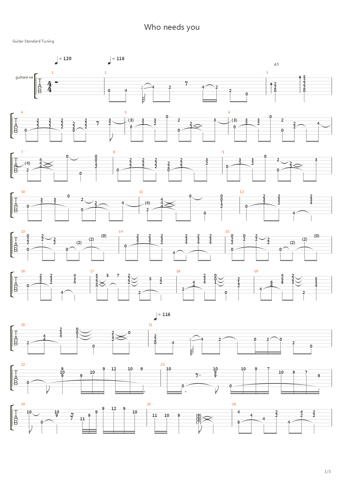 Who Needs You吉他谱