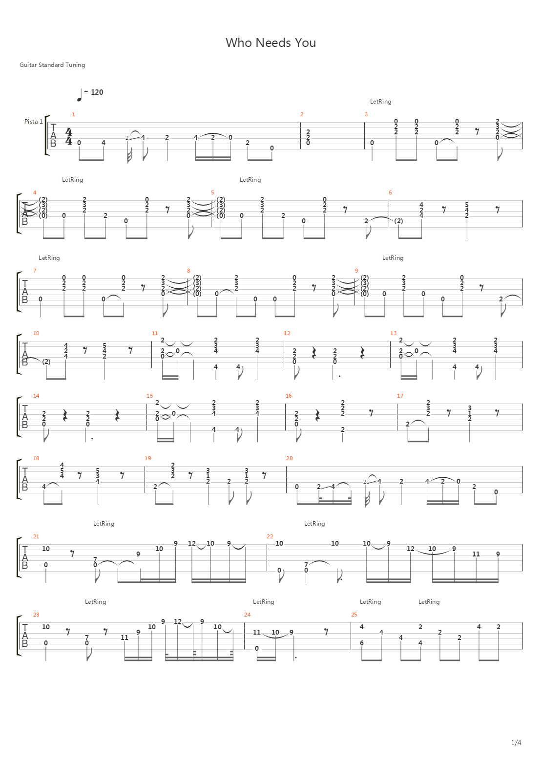 Who Needs You吉他谱