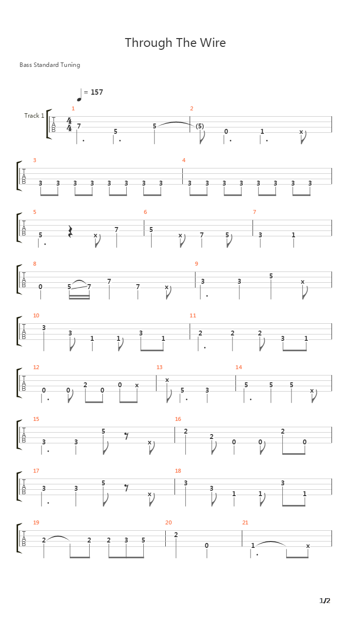 Through The Wire吉他谱