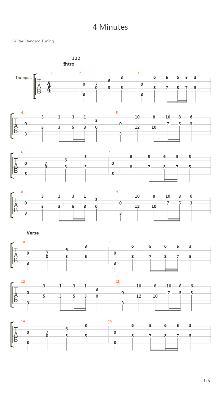 4 Minutes吉他谱