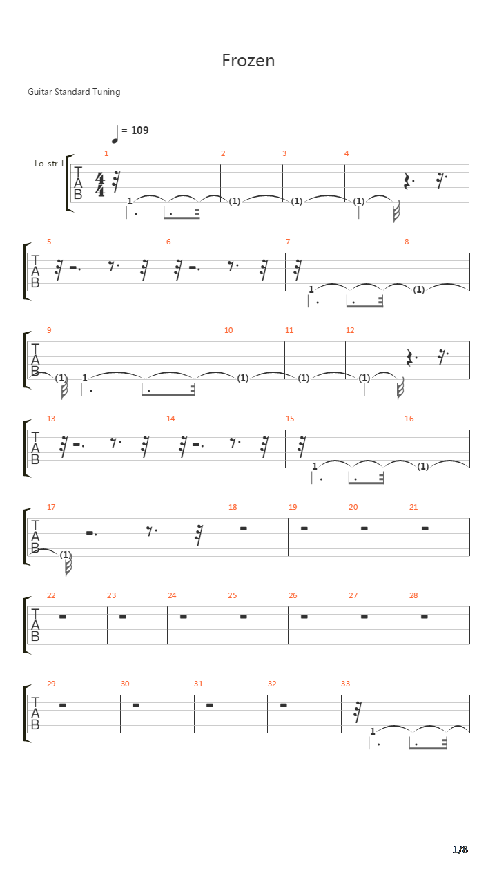 Frozen吉他谱