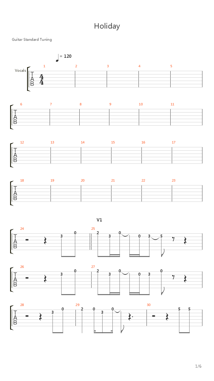 Holiday吉他谱