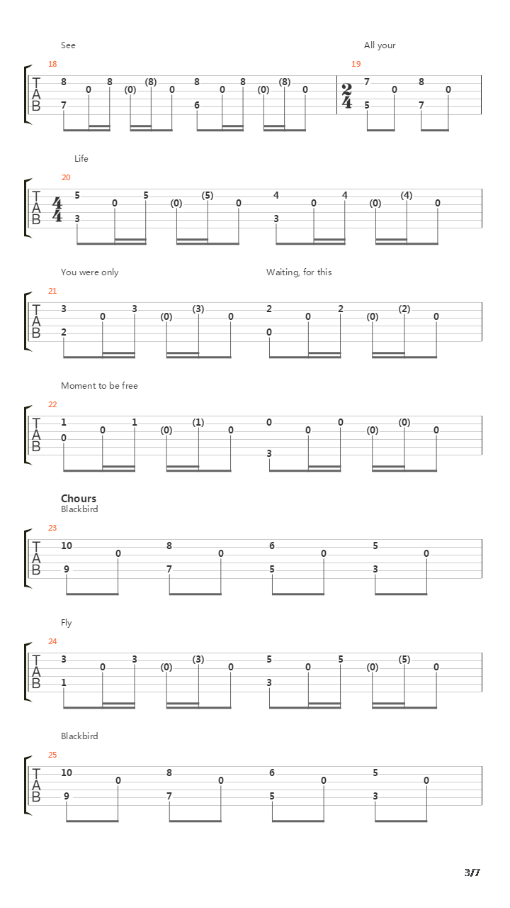 Blackbird吉他谱