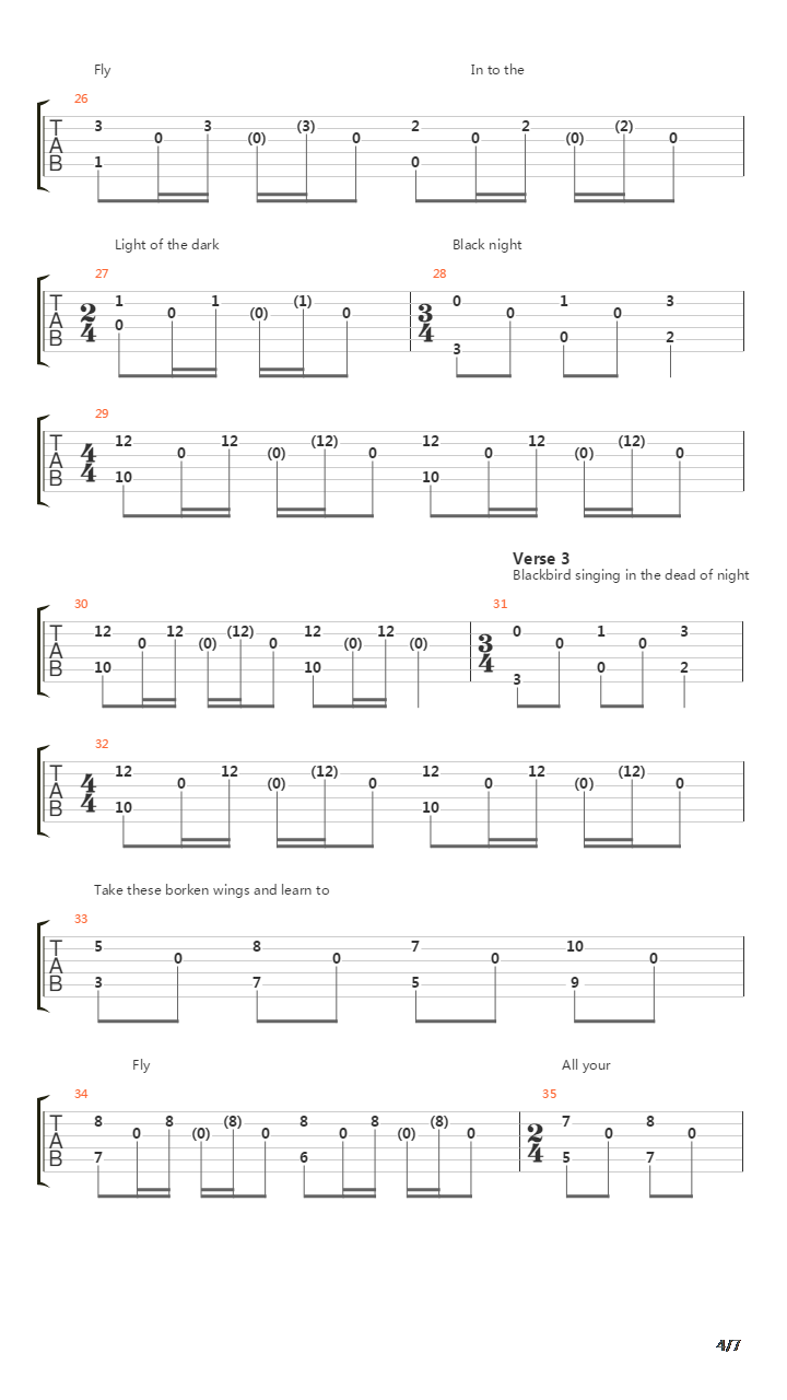 Blackbird吉他谱