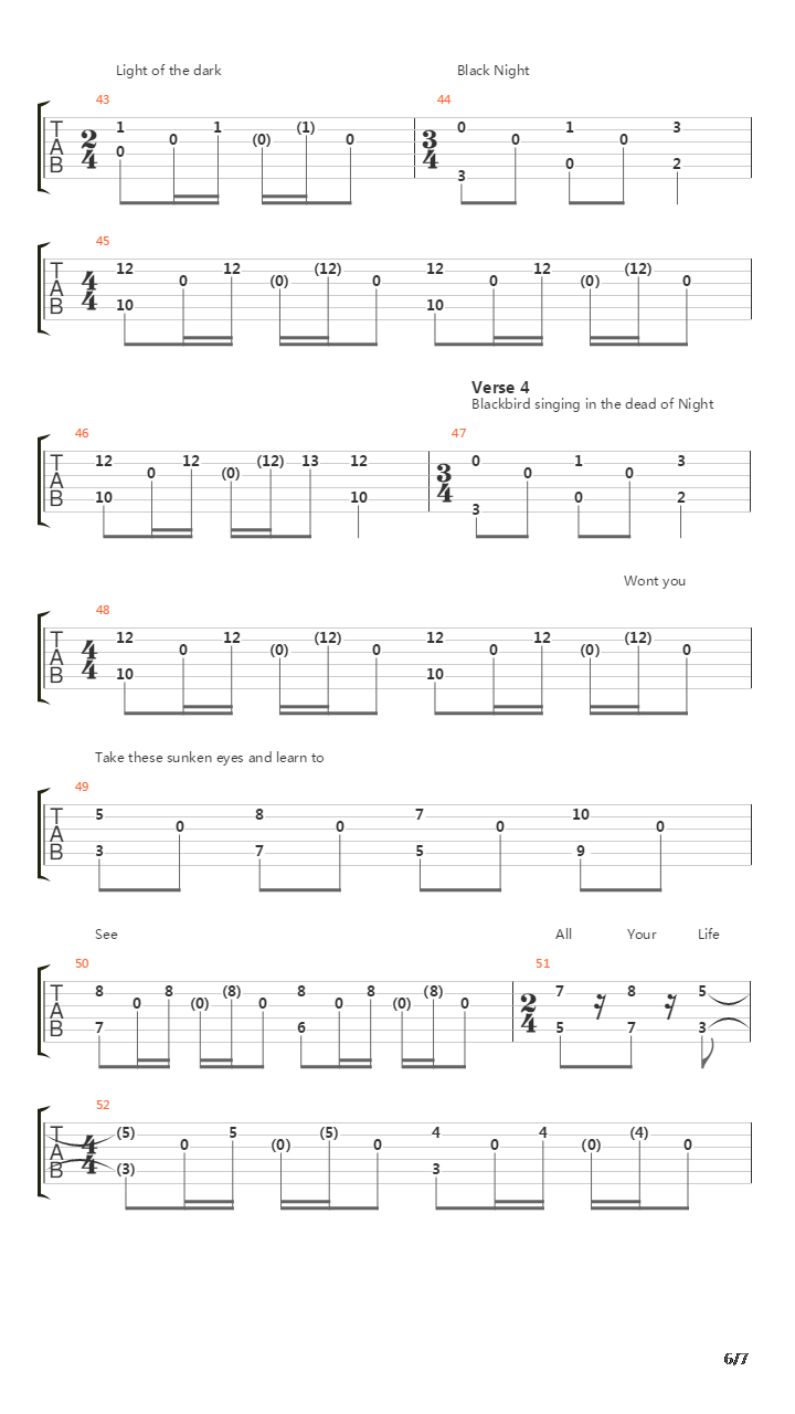Blackbird吉他谱