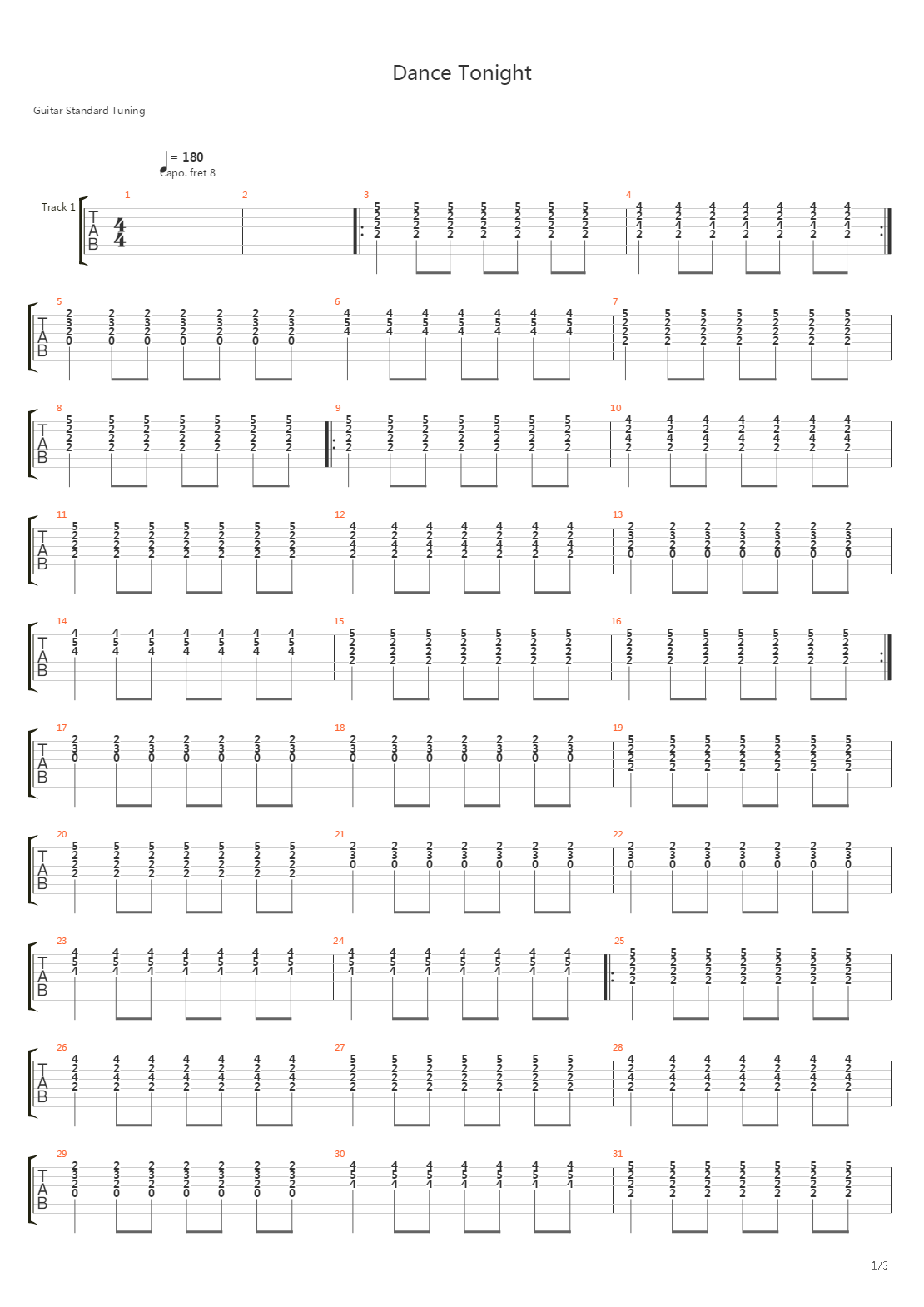 Dance Tonight吉他谱