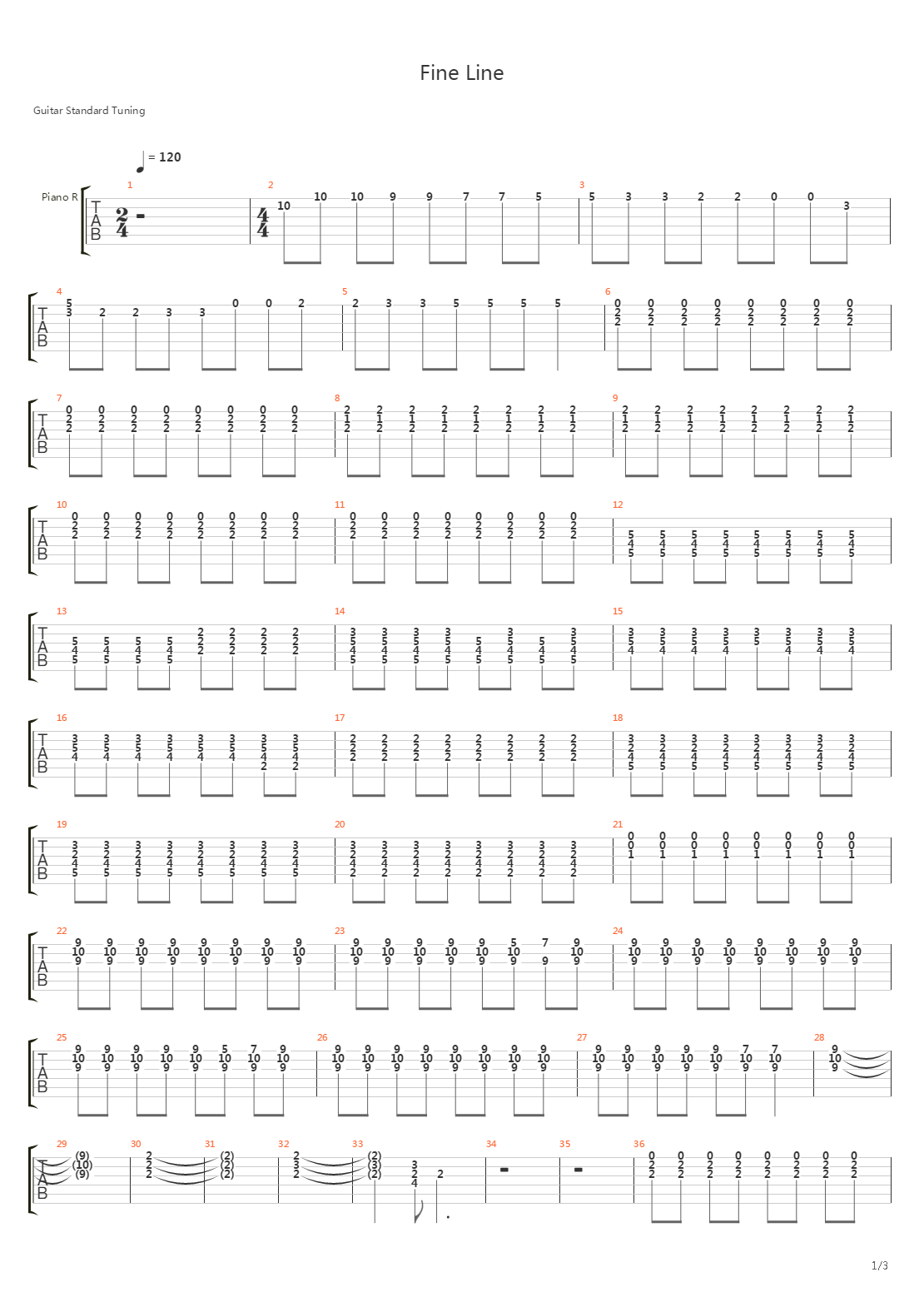 Fine Line吉他谱