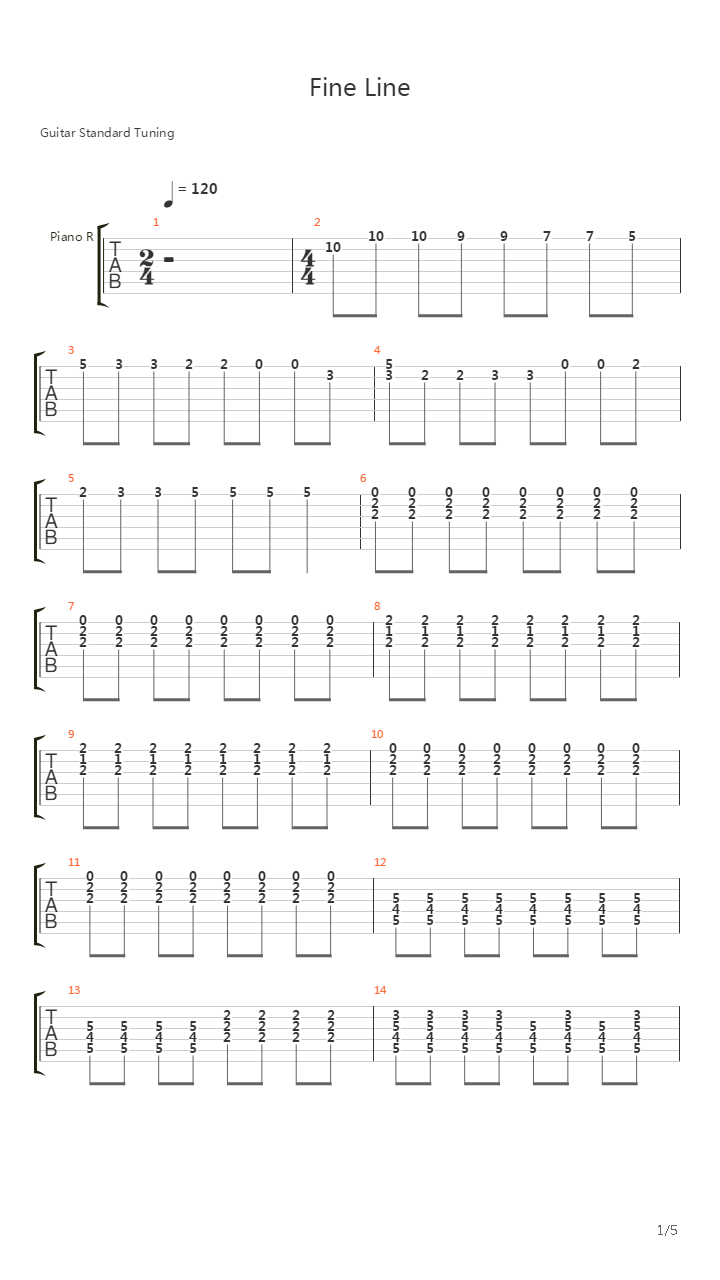 Fine Line吉他谱