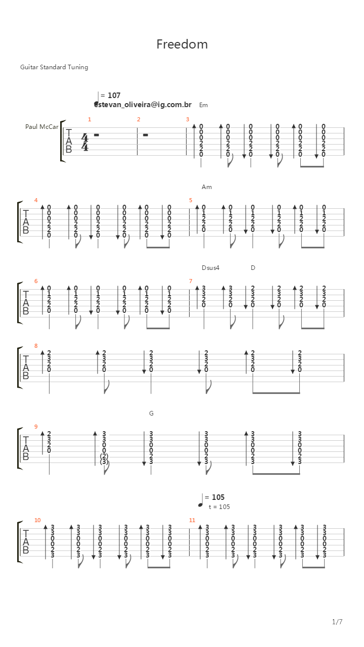 Freedom吉他谱