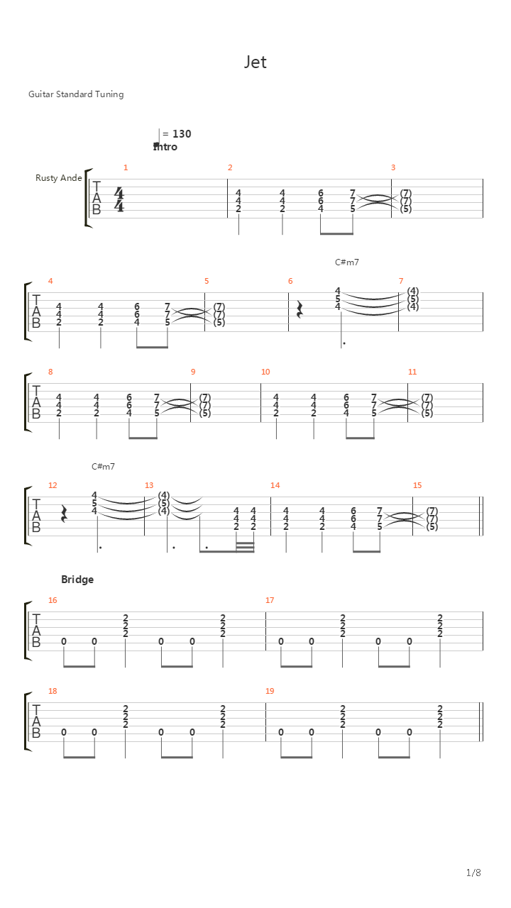 Jet吉他谱