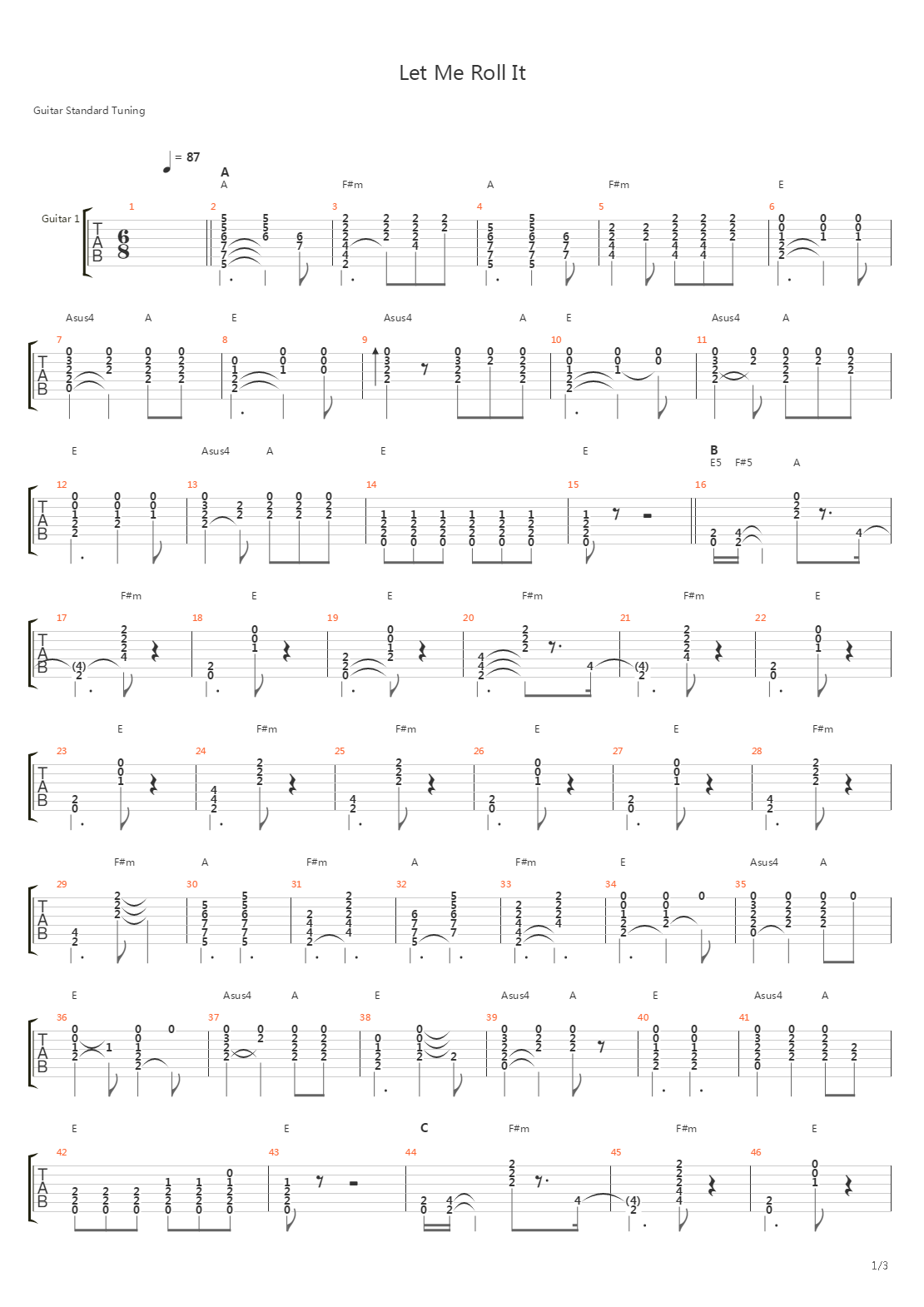 Let Me Roll It吉他谱
