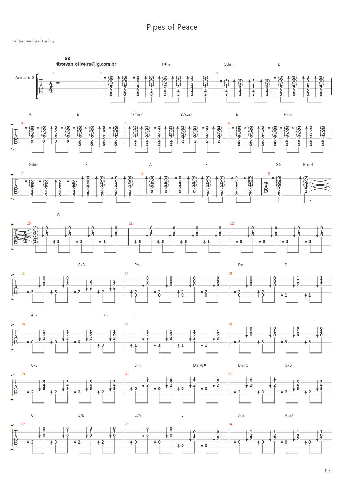 Pipes Of Peace吉他谱