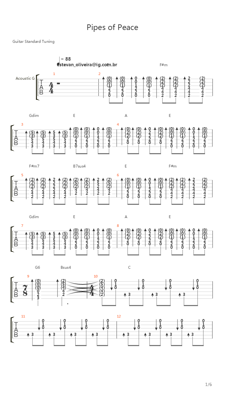 Pipes Of Peace吉他谱