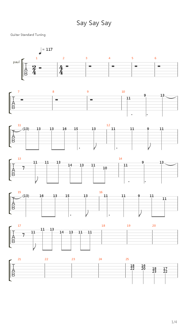 Say Say Say吉他谱