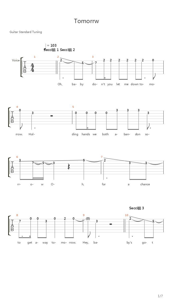 Tomorrow吉他谱