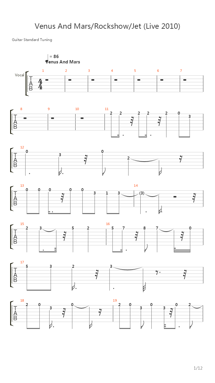 Venus And Mars吉他谱