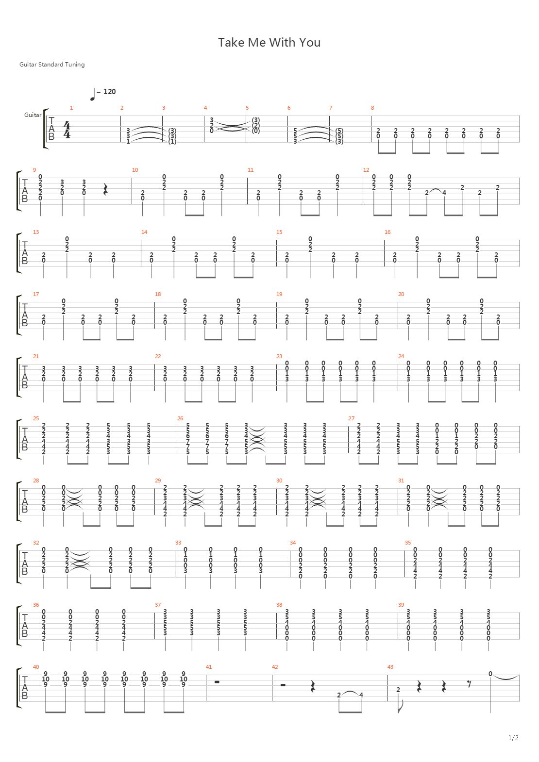 Take Me With You吉他谱