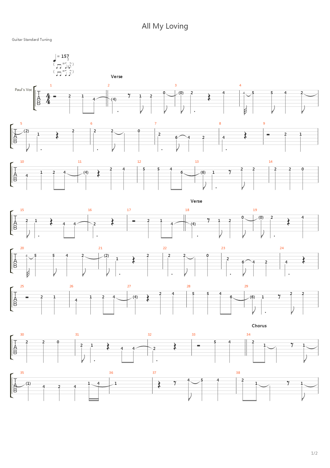 All My Loving吉他谱