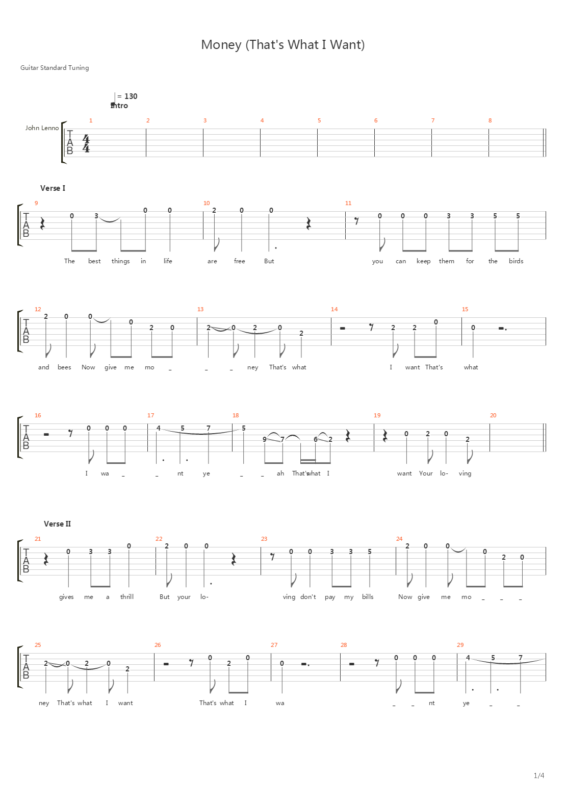 Money (Thats What I Want)吉他谱