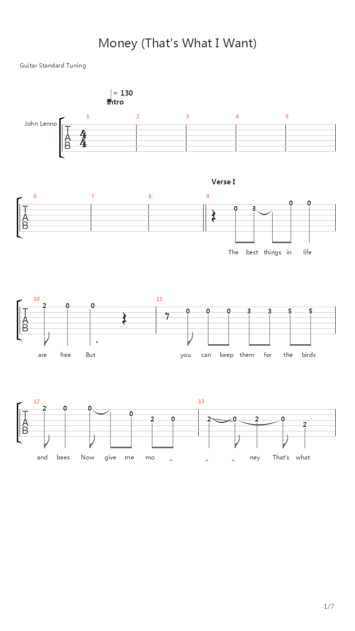 Money (Thats What I Want)吉他谱