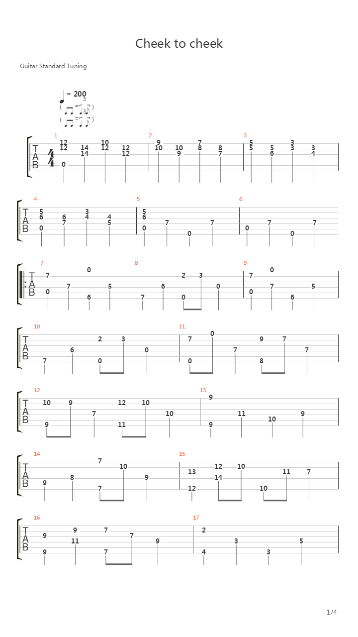 Cheek To Cheek吉他谱