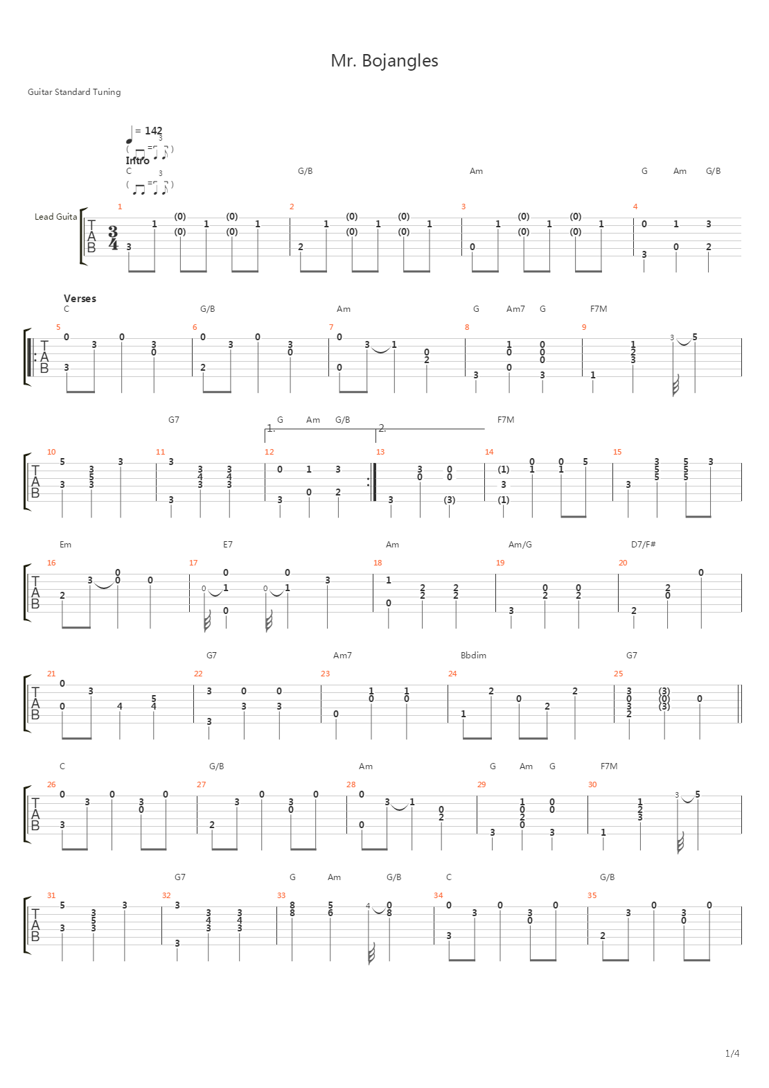 Mr Bojangles吉他谱