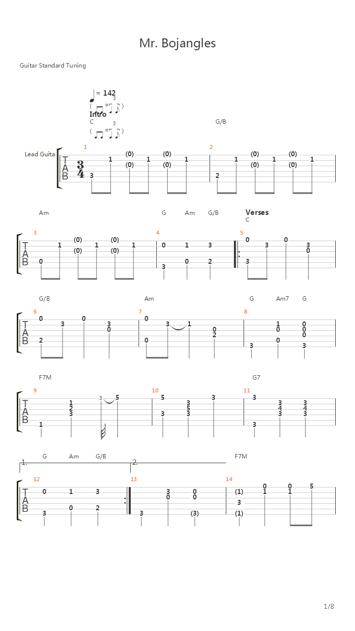 Mr Bojangles吉他谱
