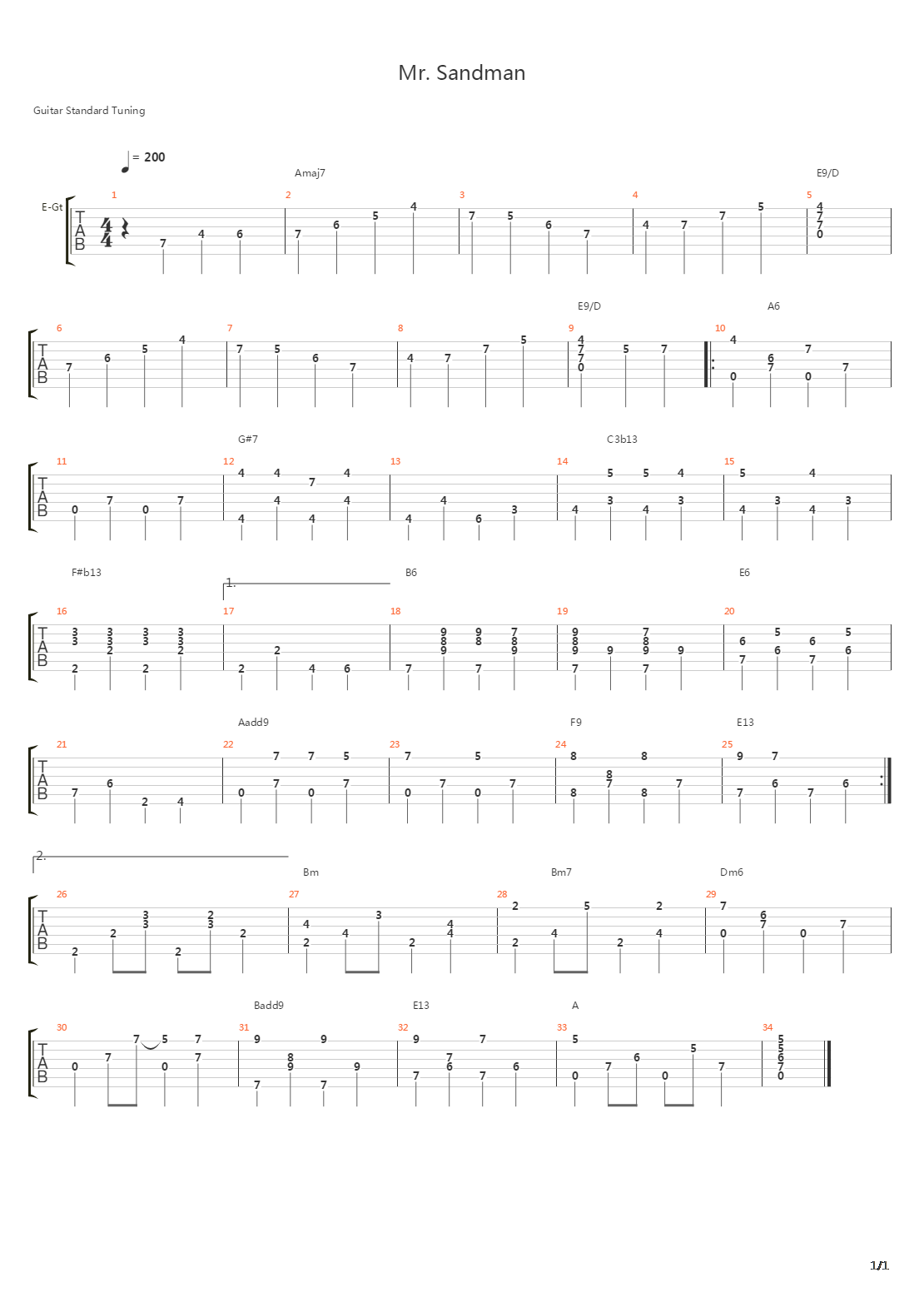 Mr Sandman吉他谱