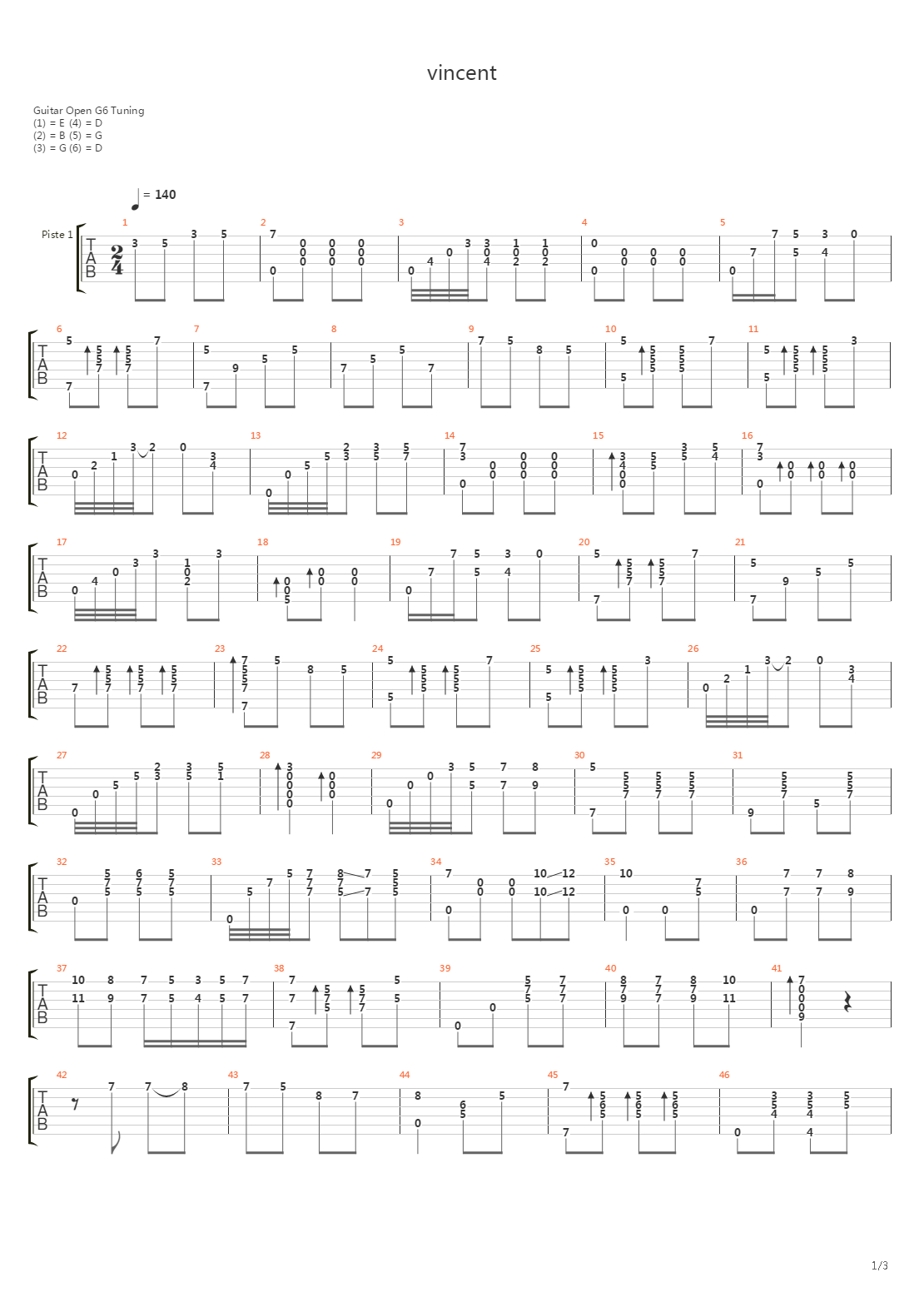 Vincent吉他谱