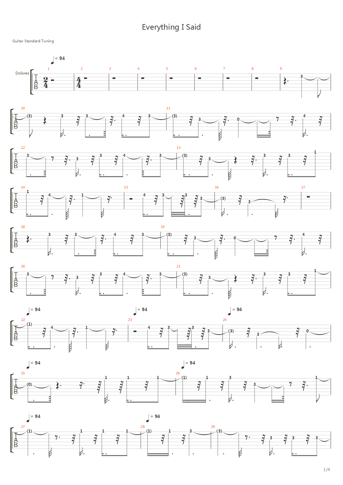 Everything I Said吉他谱